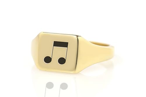 Bague chevalière musicale carrée et unisexe en acier gravé pour les passionnés de musique