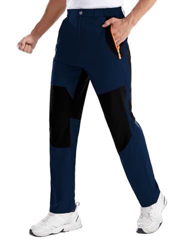 BondiTrekk Pantalones de senderismo multifuncionales para hombre, pantalones cargo de secado rápido, ligeros e impermeables para senderismo, pesca, montañismo, azul oscuro, L