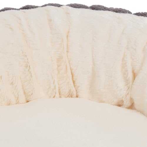 Wallace & Jones | Hundebett mittelgroße Hunde | Cameron - Hundekorb oval flauschig | Hundekorb rutschfest | anthrazit-beige | Größe M | ca. 75 x 55 x 20 cm