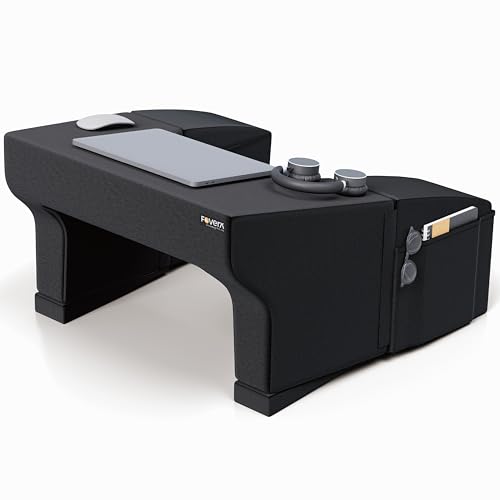 FOVERA Lap Desk Pillow | Height Adjustable, Soft & Comfortable Armrest, Easy to Store | For Working on Laptop, Reading & Gaming | Work from Home Pillow | Perfect for Using on Bed, Sofa & Floor (Black)