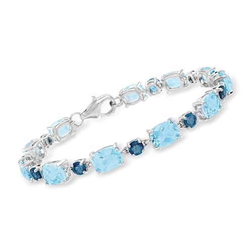 Ross-Simons 19.50 ct. t.w. London and Sky Blue Topaz Bracelet in Sterling Silver