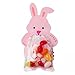Ruluti Sacs De Bonbons Transparents 20pcs Pâques Pâques Bunny Cadeau Auto-adhésif Auto-adhésif Boîte D' De Lapin Animal avec Carte Autocollants Ronds Clairs