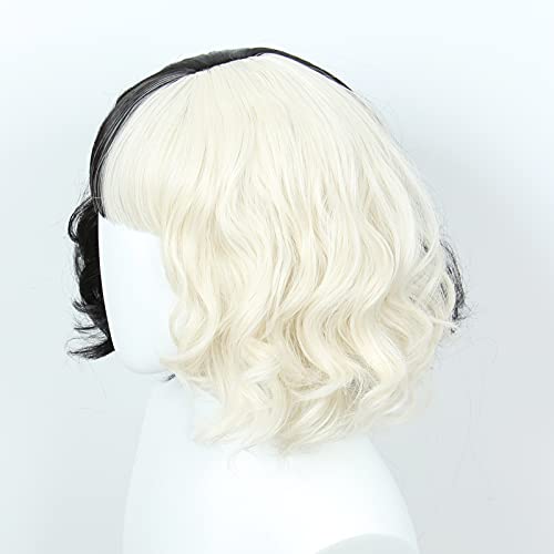 Perruque synthétique Linfairy blonde et noire pour costume de cosplay de taille ajustable