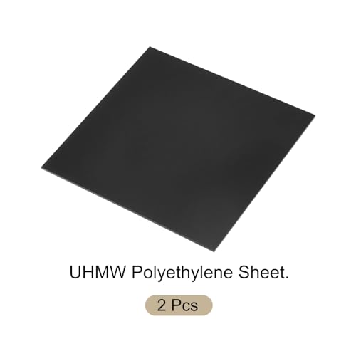 Image of 2pcs 12 x 12 Inch UHMW Polyethylene Sheets, 1 /8 Inch Thick Ultra High Molecular Weight Black Plastic Sheet [for Home, Industrial]