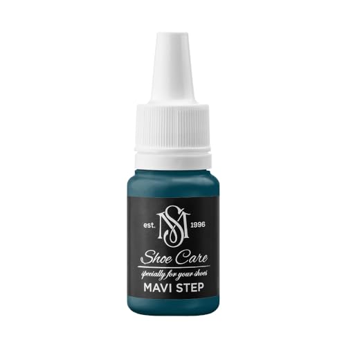 MAVI STEP - Tinte universal para cuero, NCS S, 7020-B10G, color negro azabache, verde azulado, azul marino, pintura de alta cobertura para zapatos, bolsos, lona y tenis, 10.1 ml