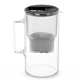 Wessper Wasserfilterkanne aus Glas 3L - Kompatibel mit Brita Maxtra - Inklusive 1 Wasserfilter-Kartusche, Reduziert Kalk und Chlor, Schwarz