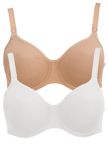 Image of Anita Women's Pack of 2 Underwired Nursing Bra Basic 5068 Deep Sand - White 32F