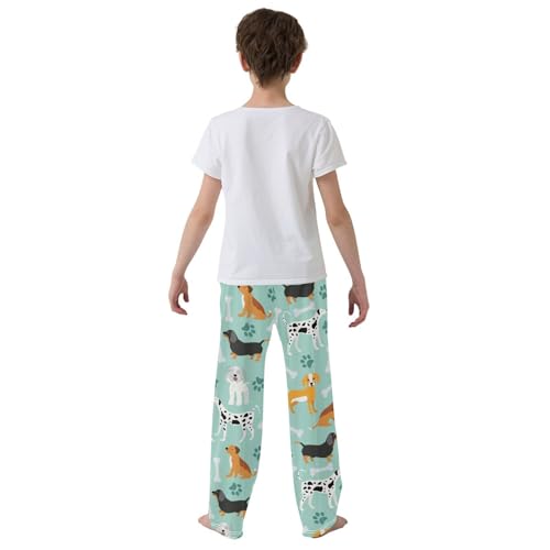 Boys' Pants Cute Dogs Breeds Bones Paws Long Bottoms Jogger Pants Elastic Waist Trousers with Pockets S-XL3