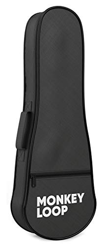 Monkey Loop - Jungle UKB-21 - Funda para Ukelele Soprano - Color Negro - Acolchado de 5 mm de Grosor - Alta Calidad - Proteccin Superior - Asa y Correa de Hombro - Bolsillo Exterior de Almacenaje