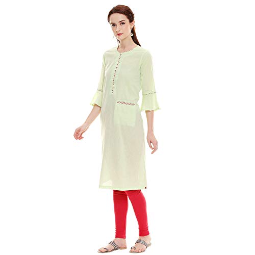 Image of BIBA Womens Round Neck Slub Kurta
