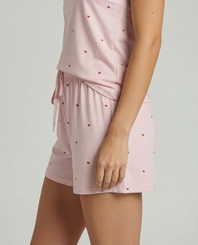 Image of Real Essentials 4 Piece: Women's Super-Soft Tank Top and Short Pajama Set - Loungewear Sleepwear (Available in Plus Size)