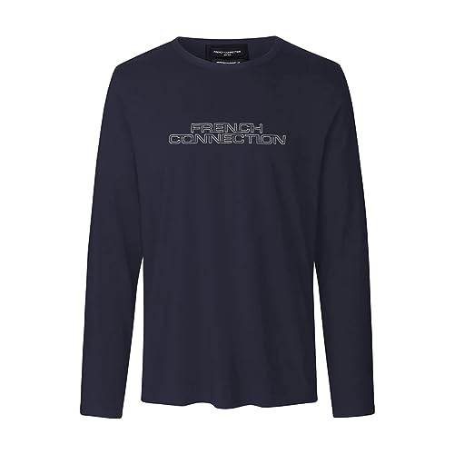 French Connection Long Sleeve Spacefold T-Shirt Medium (Navy)