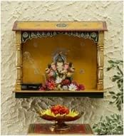 CRAFT TREE WoodenPooja Mandir Without Door Wooden Furniture for Pooja Room | Pooja Mandap | Solid Wooden Pooja Mandir for Puja Room (Yellow)