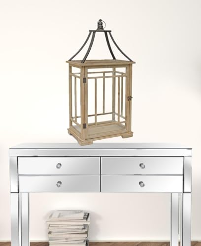 HomeRoots 517619 31 in. Black Flameless Floor Lantern Candle Holder Set of 2