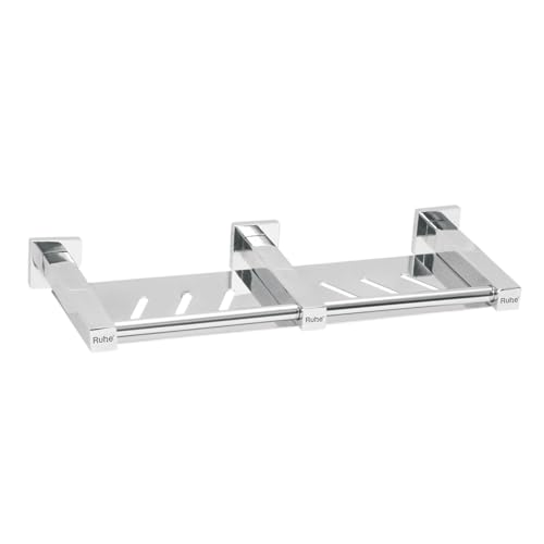 Image of Ruhe Stellar Stainless Steel Soap Dish | Wall Mounted |Double Soap Dish Holder | Soap Dish for Bathroom and Kitchen |Bathroom Organizer| Soap Try for Bathroom Accessories |Soap Stand | Chrome Finish