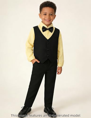 Image of A&J DESIGN 4pcs Baby & Toddler Suit, 12 Months - 5T, Shirt & Pants & Vest & Bow Tie