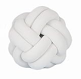 Cyprinus Carpio Elastic Vevet 2 Strands Handmade Weave safa Pillow Knot Pillow Ball,Floor Cushion Household Throw Pillow Ball Decoration 10.6 Inch (White)