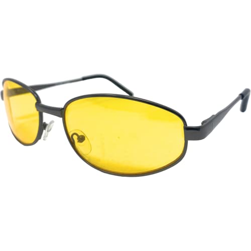 Unisex Spring Temple Metal Wrap Around HD Night Driving Glasses2