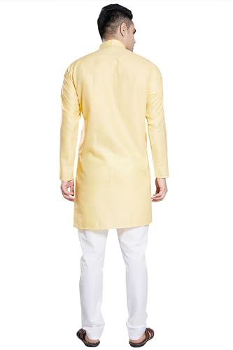 Image of DIVISIVE Men's Plain Cotton Blend Linen Slim Fit Kurta Pyjama Set