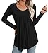 CATHY Womens Long Sleeve Casual Tunic Tops Fall Fashion 2025 Loose Fit Dressy to Wear with Leggings Winter Elastic Shirts, XXL, Black