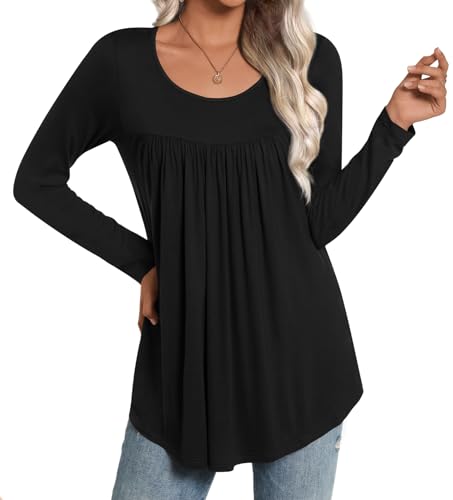CATHY Womens Long Sleeve Casual Tunic Tops Fall Fashion 2025 Loose Fit Dressy to Wear with Leggings Winter Elastic Shirts2