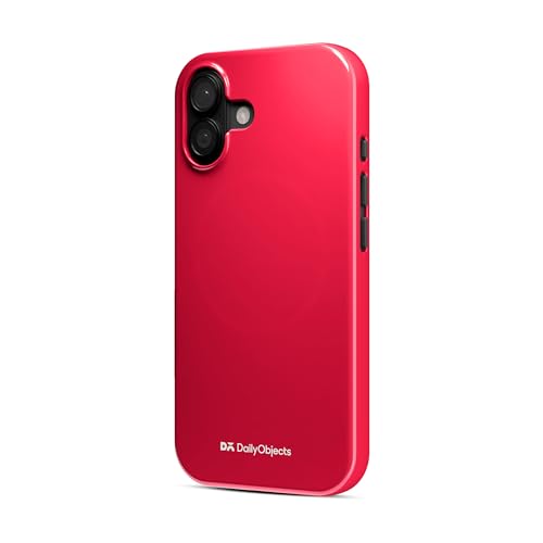 Image of DailyObjects Polycarbonate Enamel Bumper Magsafe Case For iPhone 16 Compatible With Mag-Safe Wireless Charging | Red Hybrid Magnetic Back Cover