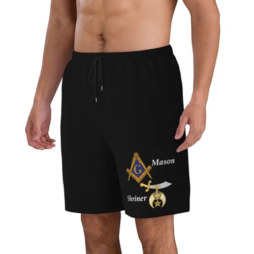 Masonic Shriner Split Mens Swim Trunks Quick Dry Board Shorts 7" - Hawaii Beach Swimwear2