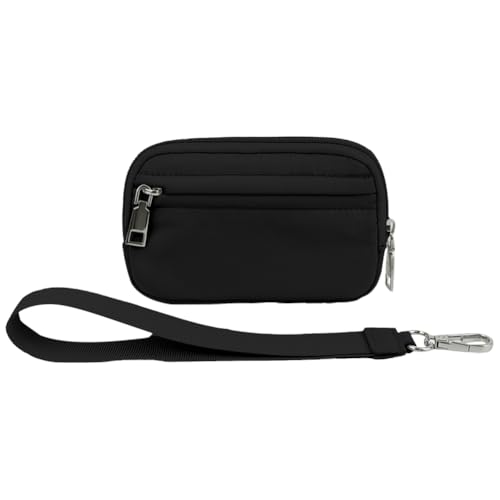 Borsa multi tasca in con cerniera per portachiavi portafoglio tinta unita borsa per carta didentità rossetto e beige. alla moda uomo donna nylon nero