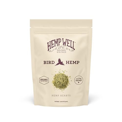 Hemp Well Organic Hemp Hearts –Reduces Feather Plucking, Promotes Relaxation, Immune Support, Organically Sourced, USA Grown, GMO Free – 1 Pound Bag