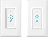 Smart Light Switch, Compatible With Amazon Alexa, Google Home and IFTTT, Remote Control Your Fixtures From Anywhere, Timing Function, Overload Protection, No Hub Required (2 pack)