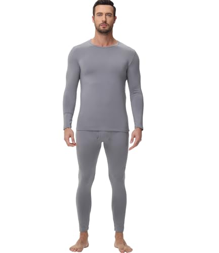 wirarpa Men's Thermal Underwear Fleece Lined Base Layer Long Johns Long Sleeve Top and Bottom Set