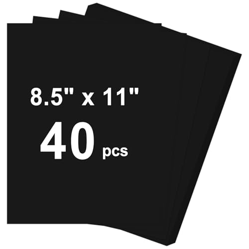 40 Sheets Cardstock 8.5x11 65lb Black Card Stock Construction Paper 180gsm Thick Printer Paper for Printing Painting Card Making Kids School Supplies Party Decorations