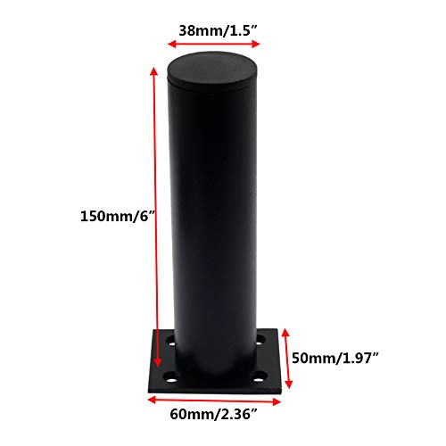 Kyuionty 4 Pack Adjustable Furniture Legs Round 1.5" Dia Thickened Aluminum Alloy Sofa Shelves Table Kitchen Adjustable Feet 6" Height (Black) #TOP2