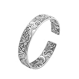 CHSXLL S999 Argent Pur Motif Rétro Goth Punk Personnalisé Ouverture Femme Bracelet Manchette Réglable Diamètre 57 Mm Largeur 12 Mm Poids 50 Grammes Boîte d'emballage Exquis