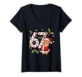 Womens Funny 67 Meme Reindeer Christmas PJm Men Women Family V-Neck T-Shirt