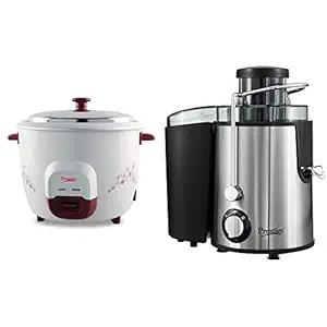 Prestige PRWO 1.8 Litre Red Colour Rice Cooker + Prestige PCJ 7.0 500-Watt Centrifugal Juicer