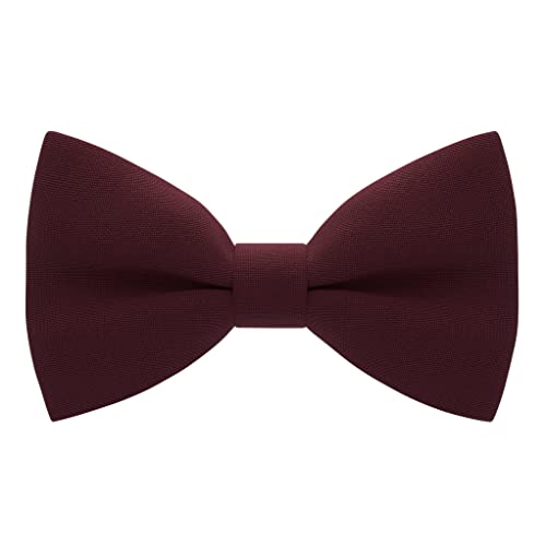 Bow Tie House Mens Classic Pre-Tied Bow Tie Formal Solid Tuxedo (Large Burgundy)