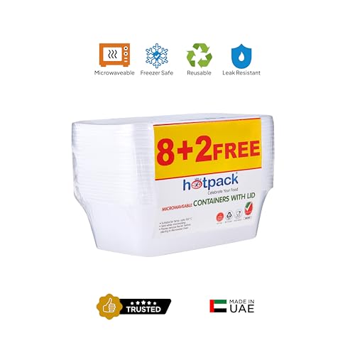 صندوق طعام للاستعمال مرة واحدة من هوت باك يستخدم لتخزين الطعام وهو قابل للاستخدام في الميكروويف 750 مل مع غطاء 8 2 مجانًا بلاستيك ابيض
