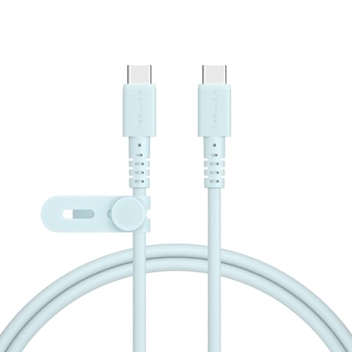 MOTTERU(モッテル) 240W対応 USB-C to USB-C シリコンケーブル 1.0m iPhone Air 17 17Pro 16 15 Android iPad MacBook しなやかでやわらかい 絡まりにくく断線に強い Power Delivery EPR ノートPC対応 温度センサー搭載 シリコンケーブルバンド 付属 パウダーブルー MOT-SCB240CCG100-BL