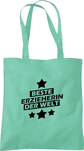 Shirtinstyle Sac en Tissu, Coton Sac Meilleur Erzieherin Le au Monde, Merci Beaucoup Kita Jardin d'enfants Ecole Hort - Menthe, 38 cm x 42 cm Cover