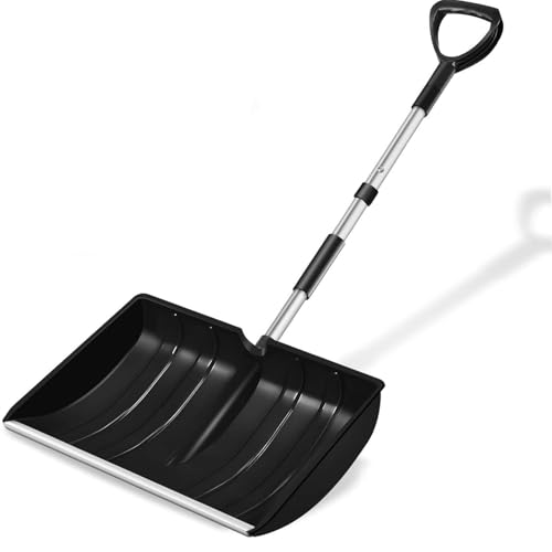 Hmseng Große Schneeschaufel, Abziehbar Schneeschieber, 2026 New Upgrade, mit D-Griff, geeignet für EIN gartenfahrzeug zum zelten im freien-Black