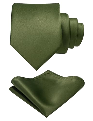 Image of RBOCOTT Solid Color Tie and Pocket Square Hankerchief with Lapel Pin Set for Men