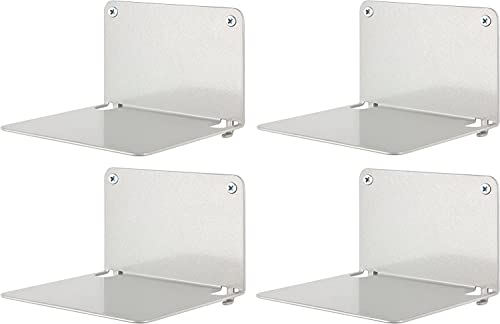 Creativ Ladenbau 4er Set Creativ(es) unsichtbares Bücherregal Metall/Farbe: Silber(weißalumnium RAL9006)/vielseitig einsetzbares Floating Shelf/unsichtbare Buchregal für die Wand/Wandbücheregal Cover