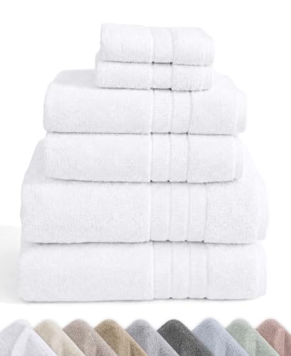 California Design Den 100% Organic Cotton 6 Pc Bath Towel Set, Bright White - image 1