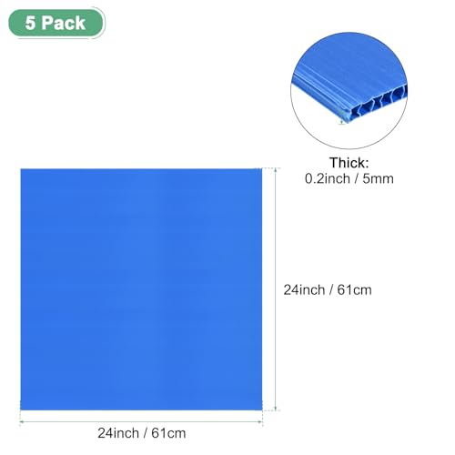 Image of M METERXITY 5-Pack Corrugated Plastic Sheets, 24 Inch x 24 Inch Waterproof Blank Corrugated Poster Board Yard Signs for Garage Sale /Office /Classroom /Party /Lawn Sign Road [5mm Thick, Blue]