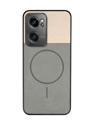 Image of Bintage Dual-Leather Mac Safe Design Phone Case| Soft Touch Finish | Full Camera Protectection Back Cover Compatible for One Plus Nord CE2 5G - White & Matelic Grey