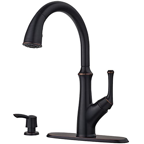 Pfister-Tamera-Kitchen-Faucet-with-Pull-Down-Sprayer-and-Soap-Dispenser-Single-Handle-High-Arc-Tuscan-Bronze-Finish-F5297TAY Pfister Tamera Kitchen Faucet with Pull Down Sprayer and Soap Dispenser Single Handle High Arc Tuscan Bronze Finish F5297TAY