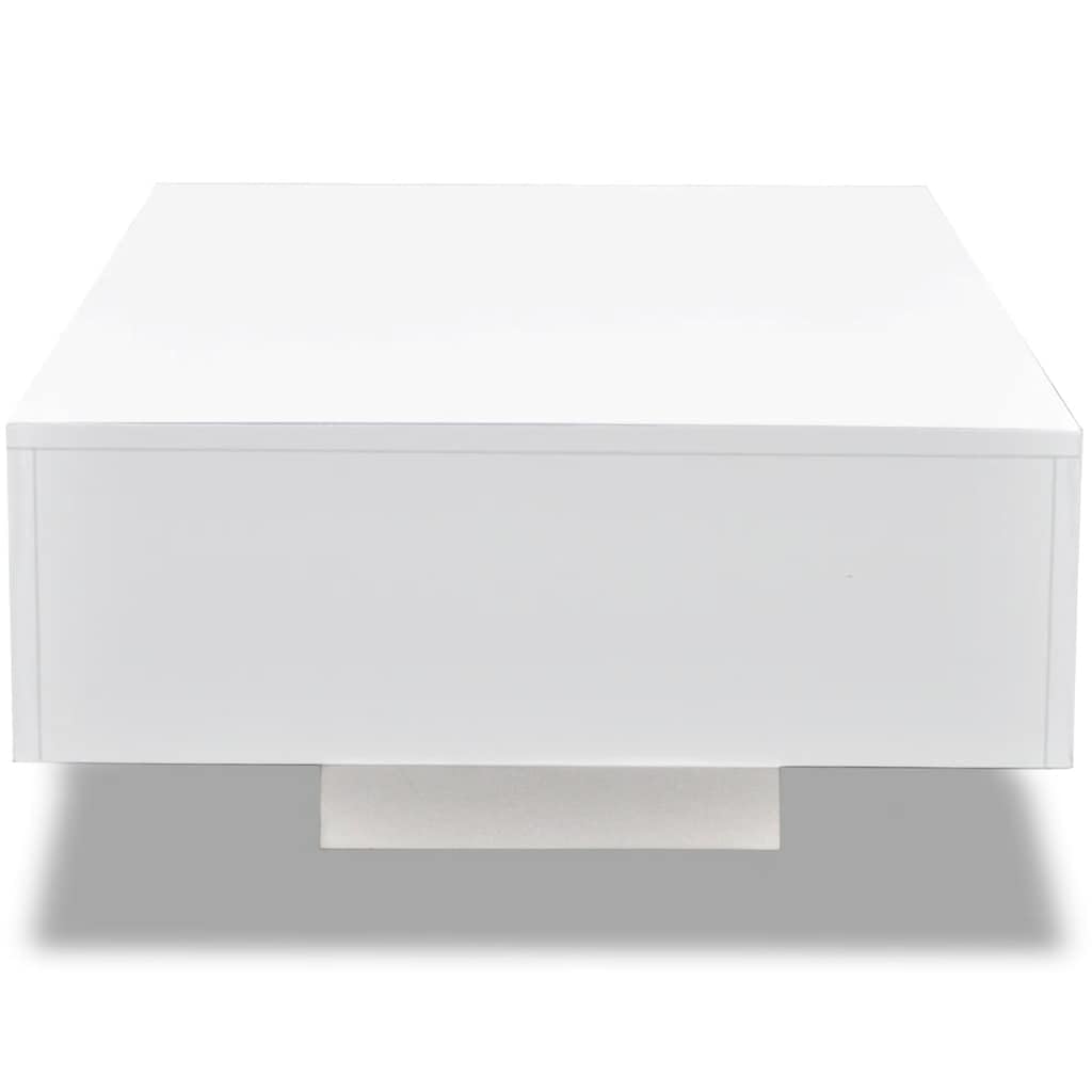 Couchtisch, rechteckig, weiß, glänzend, MDF | Moderner und eleganter Look, Verwendung als Beistelltisch, leicht zu reinigen mit einem feuchten Tuch