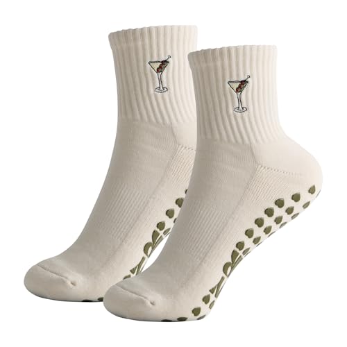Pilates Non-Slip Grip Socks, Dirty Martini Style2