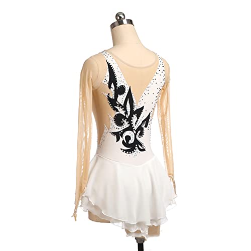 Robe de patinage blanc 3XL avec strass pour spectacle de danse et gymnastique - 6